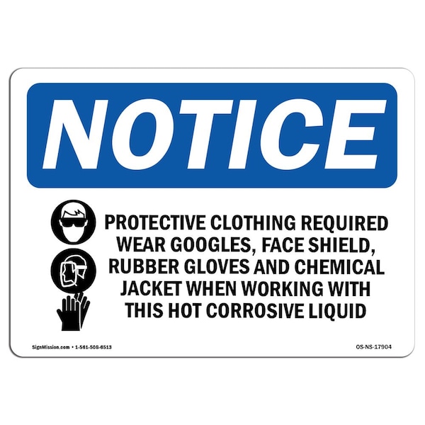 OSHA Sign, Protective Clothing Required W/, 5in X 3.5in Decal, 10PK, 5" W, 3.5" H, Landscape, PK10